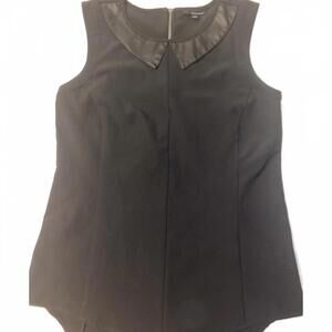 Harve Benard Black Tank Leather Lapel Dressy Tank Size Medium